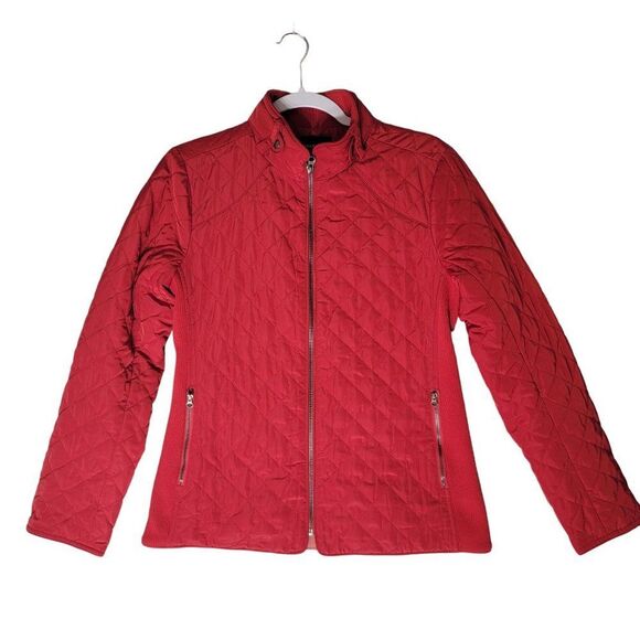 41 Hawthorn Jacket Quilted Full Zip Womens S Red Plaid Lining Snap Detail - Picture 1 of 15
